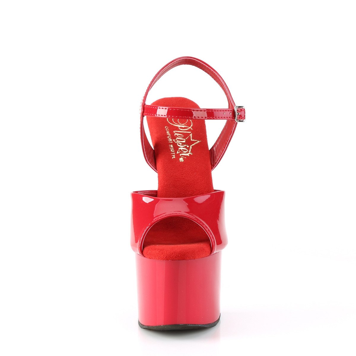 Pleaser Passion-709 R/M - Błyszczące czerwone sandały na wysokiej platformie