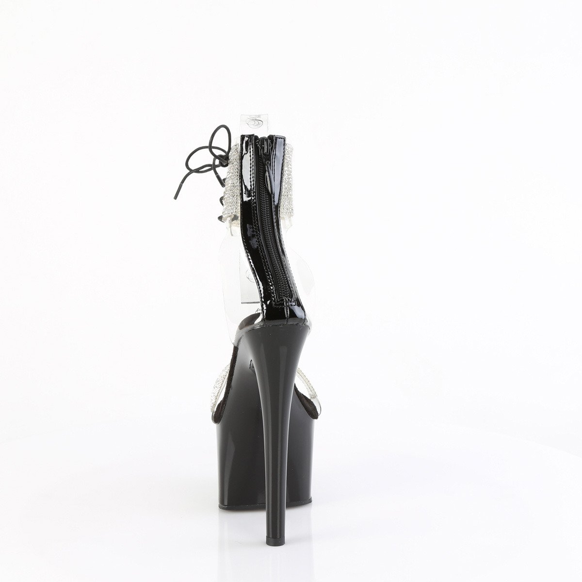 Pleaser Passion-727RS C-B/B - Czarne buty z paskiem nad kostką na wysokiej platformie
