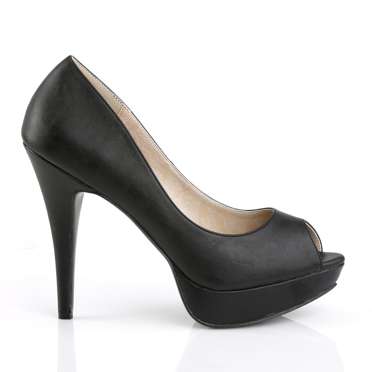 Pleaser Pink Label Chloe-01 BPU - Czarne czółenka z odkrytymi palcami na platformie z wysokimi obcasami