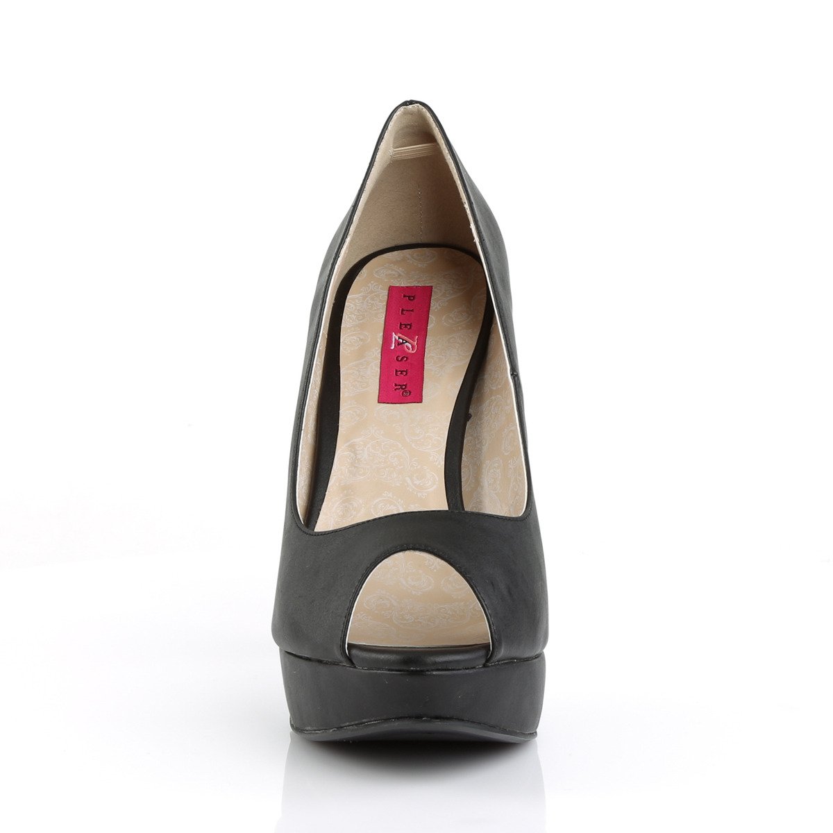 Pleaser Pink Label Chloe-01 BPU - Czarne czółenka z odkrytymi palcami na platformie z wysokimi obcasami