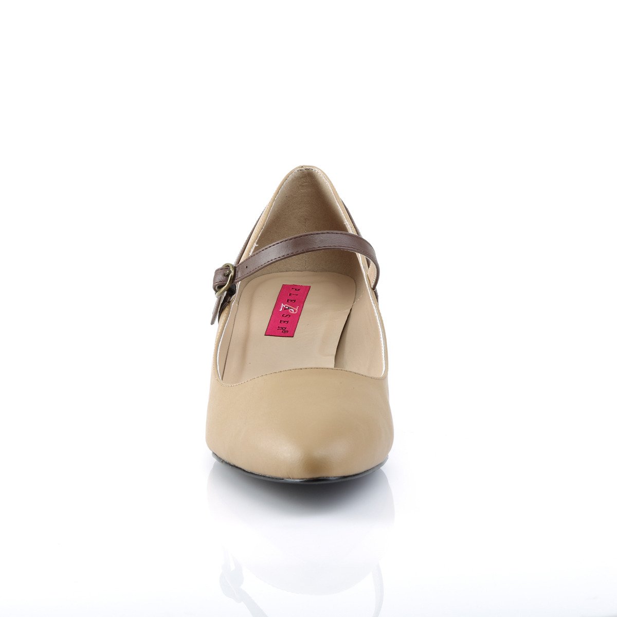 Pleaser Pink Label Fab-425 T-BNPU - Beżowe czółenka z paskami