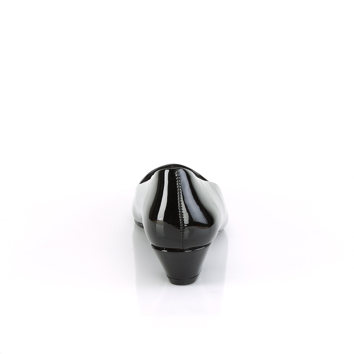 Pleaser Pink Label Gwen-01 B - Błyszczące czarne czółenka z szerokimi obcasami