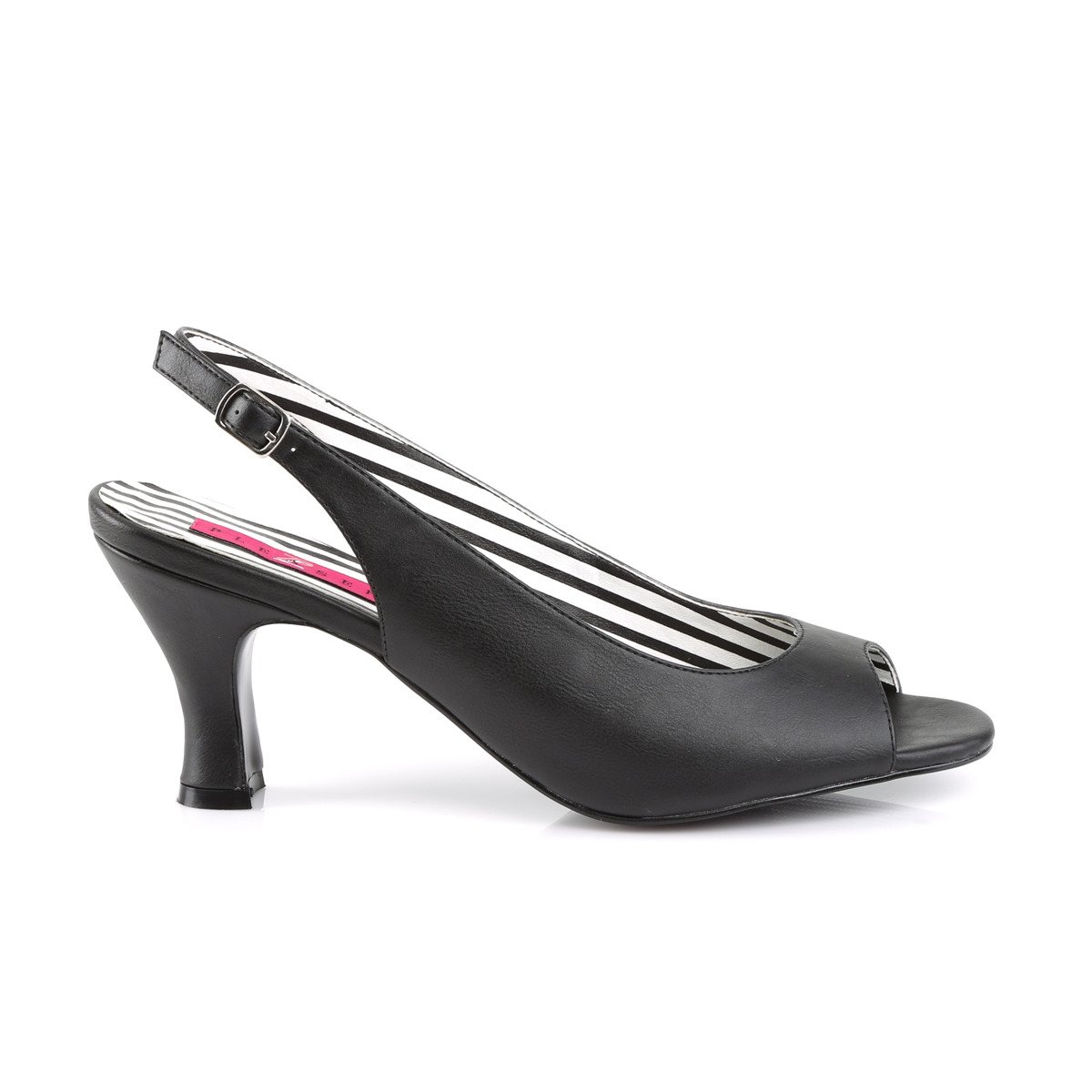 Pleaser Pink Label Jenna-02 BPU - Czarne czółenka z odkrytymi palcami i wolną piętą z szerokimi obcasami