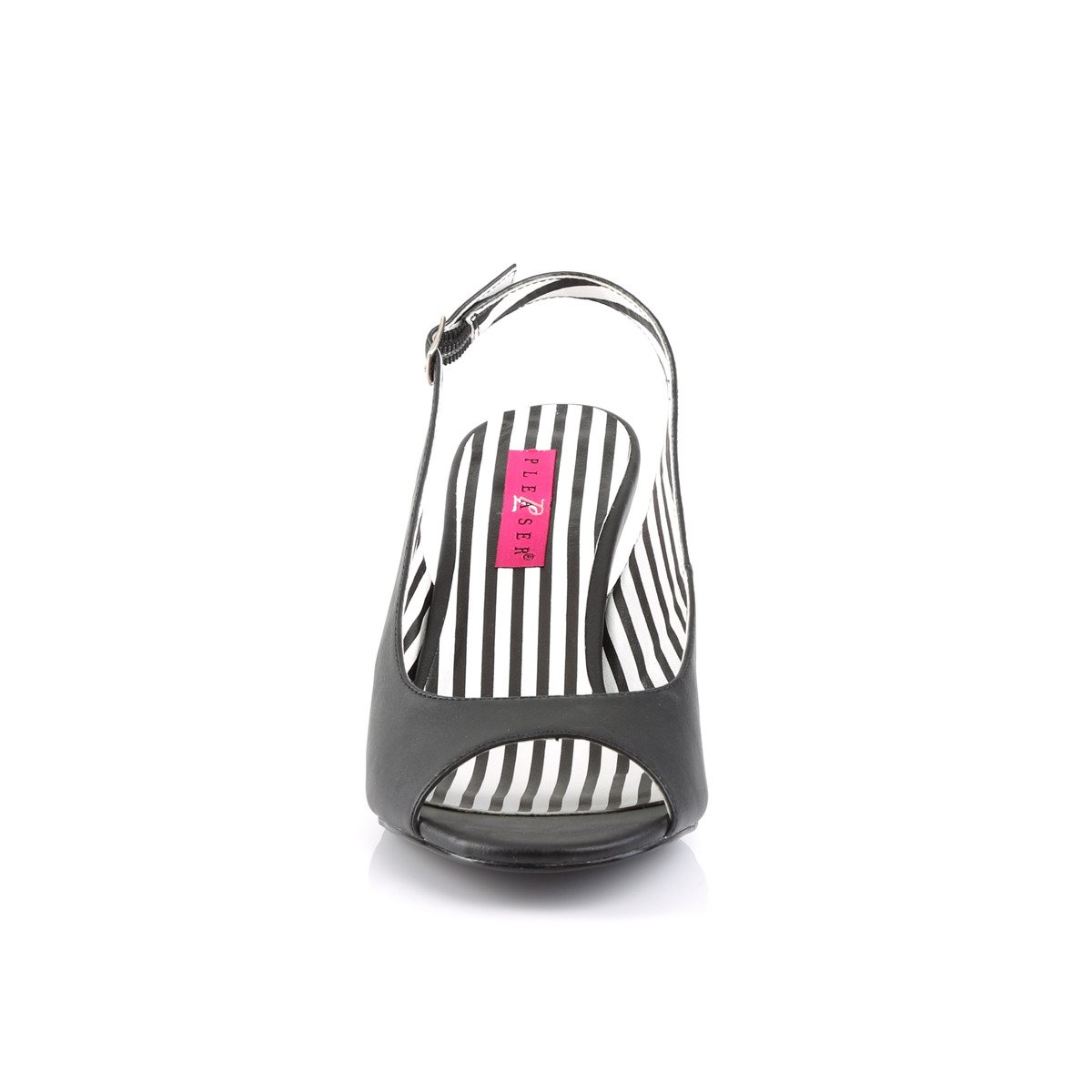 Pleaser Pink Label Jenna-02 BPU - Czarne czółenka z odkrytymi palcami i wolną piętą z szerokimi obcasami