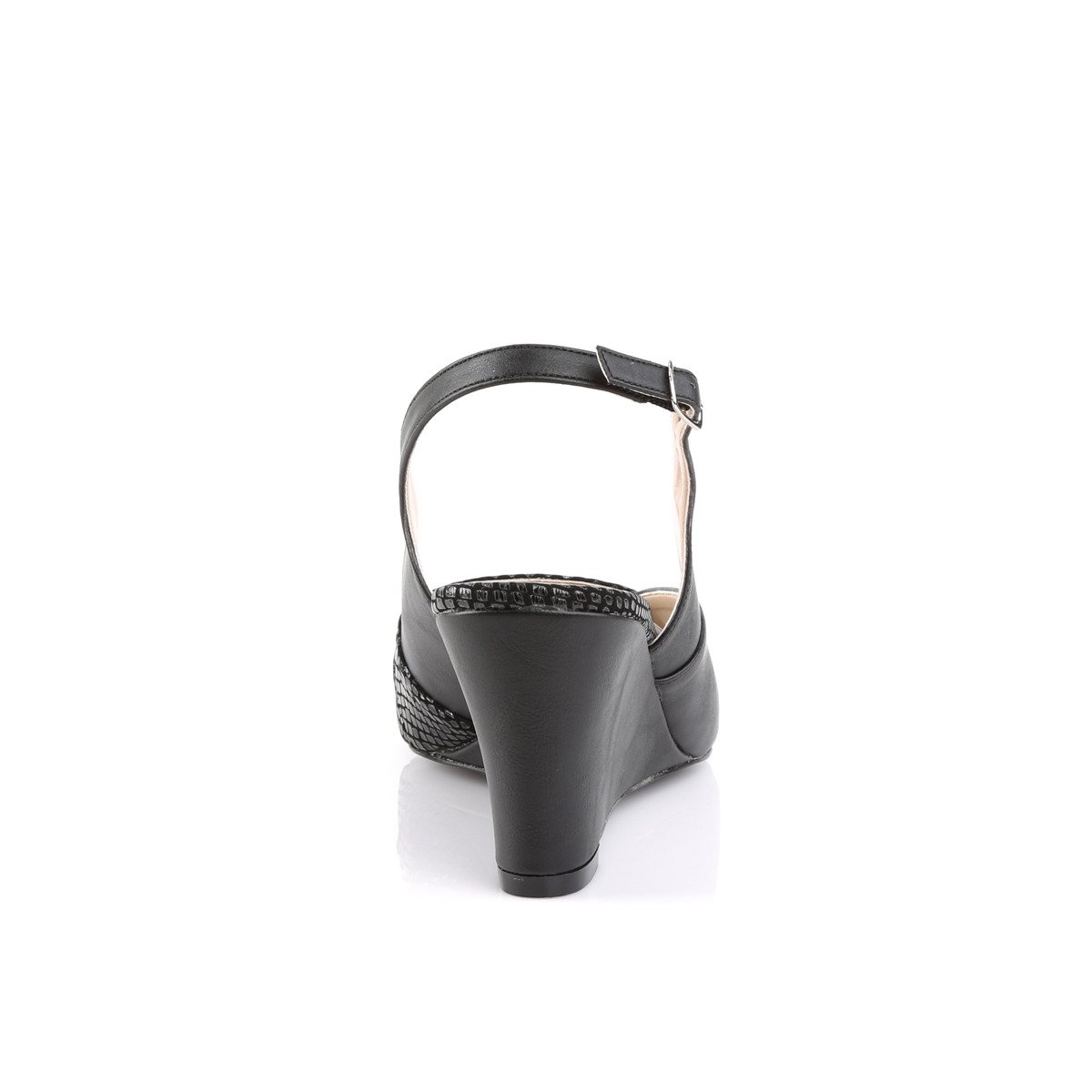 Pleaser Pink Label Kimberly-01SP BPU - Czarne czółenka z odkrytymi palcami i wolną piętą z klinem