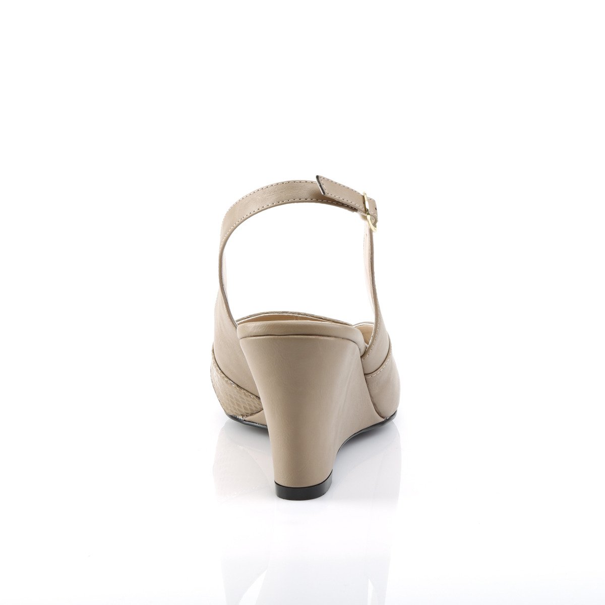 Pleaser Pink Label Kimberly-01SP TPPU - Beżowe czółenka z odkrytymi palcami i wolną piętą z klinem