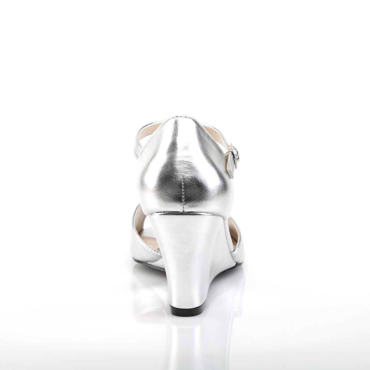 Pleaser Pink Label Kimberly-05 SPU - Srebrne sandały z klinem