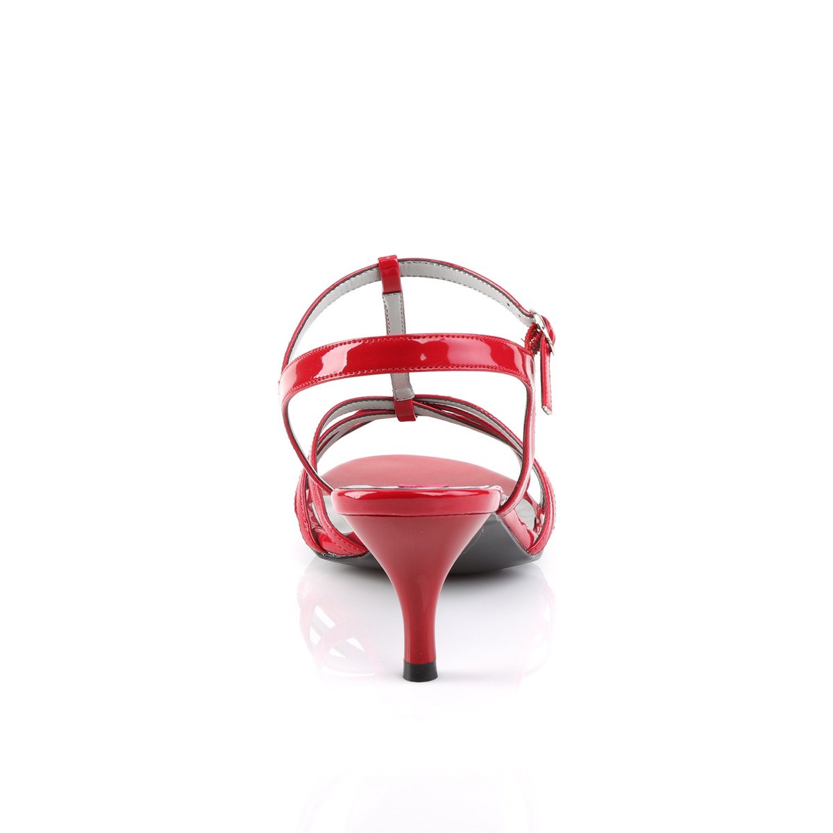 Pleaser Pink Label Kitten-06 R - Błyszczące czerwone sandały na obcasie