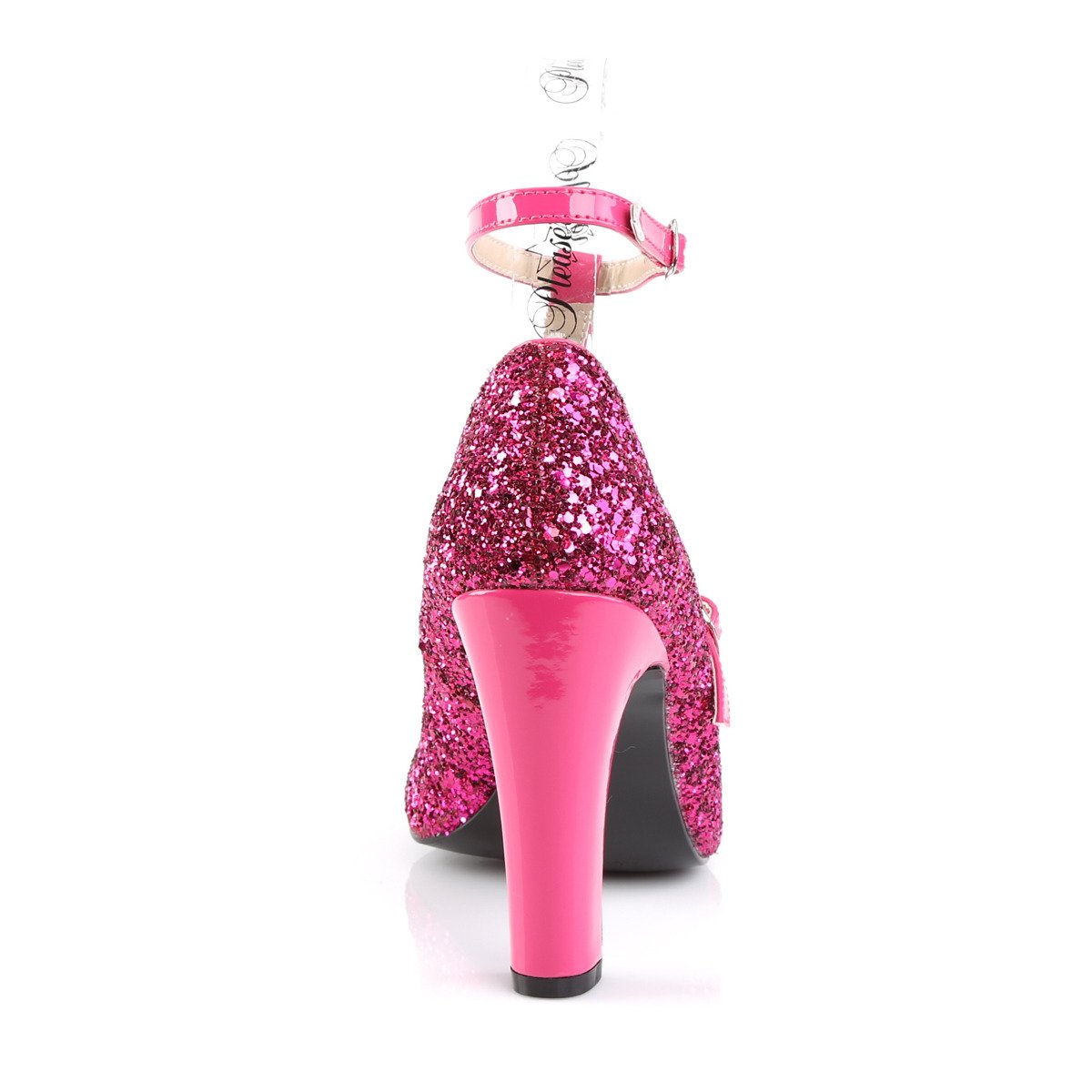 Pleaser Pink Label Queen-01 HP-HPG - Różowe czółenka z paskami z wysokimi szerokimi obcasami