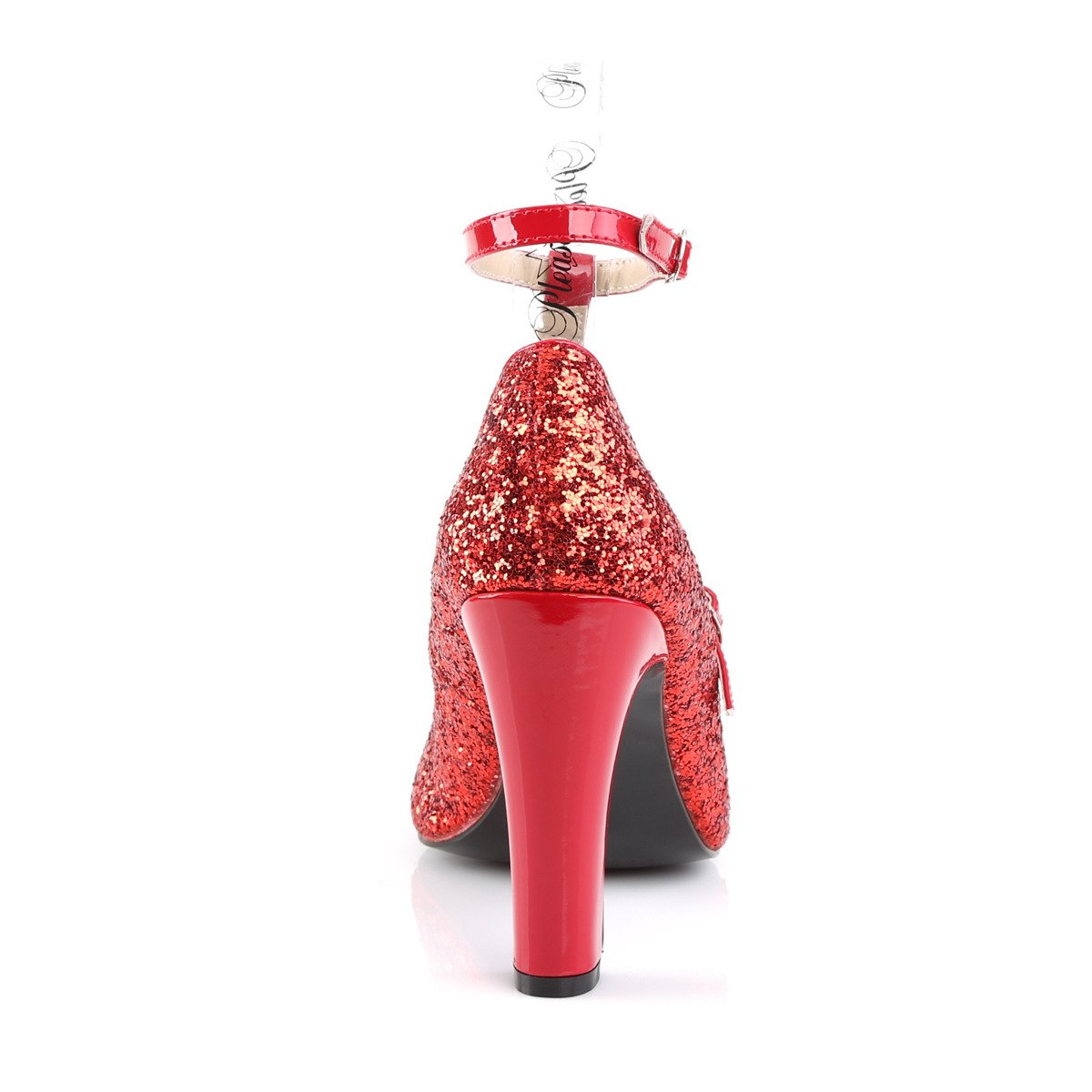 Pleaser Pink Label Queen-01 R-RG - Czerwone czółenka z paskami z wysokimi szerokimi obcasami