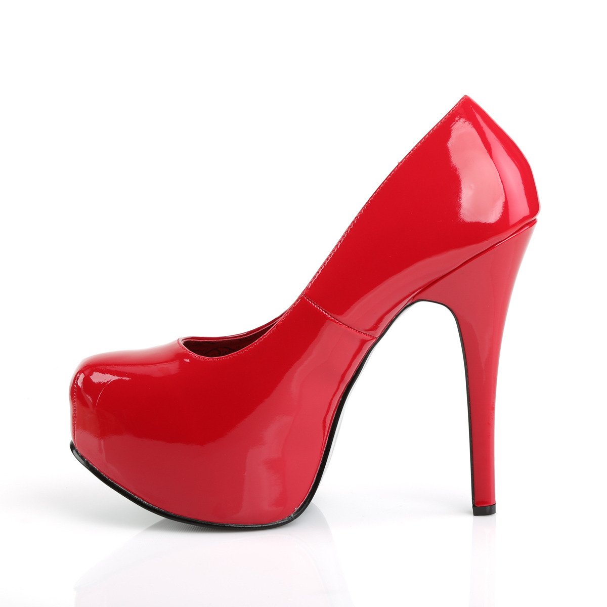 Pleaser Pink Label Teeze-06W R - Błyszczące czerwone czółenka na platformie z wysokimi obcasami