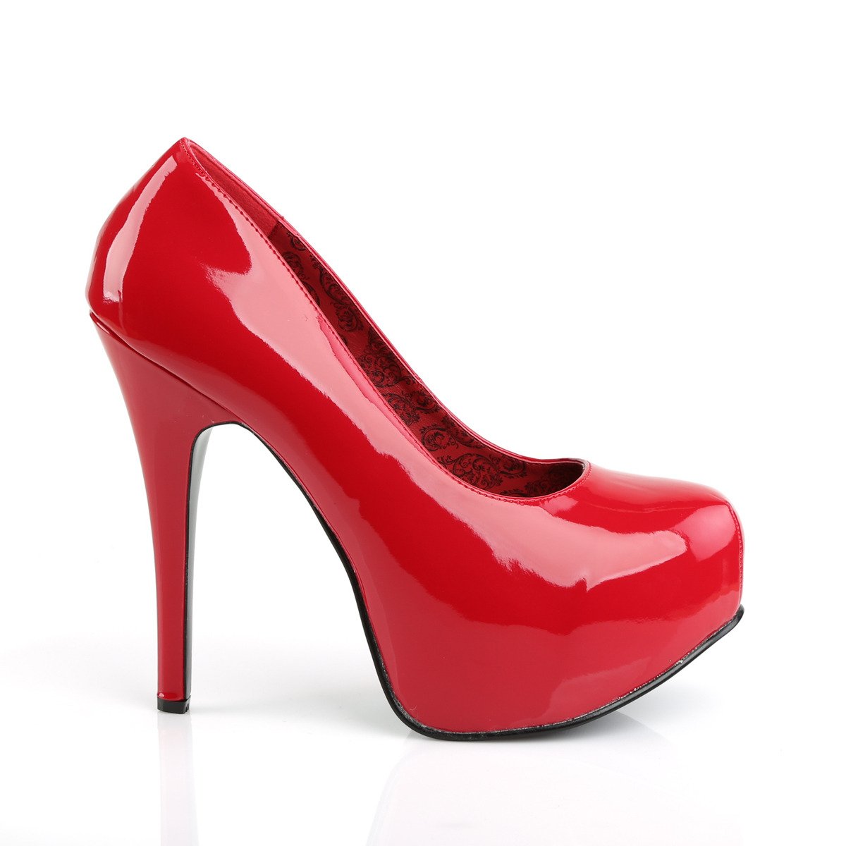 Pleaser Pink Label Teeze-06W R - Błyszczące czerwone czółenka na platformie z wysokimi obcasami