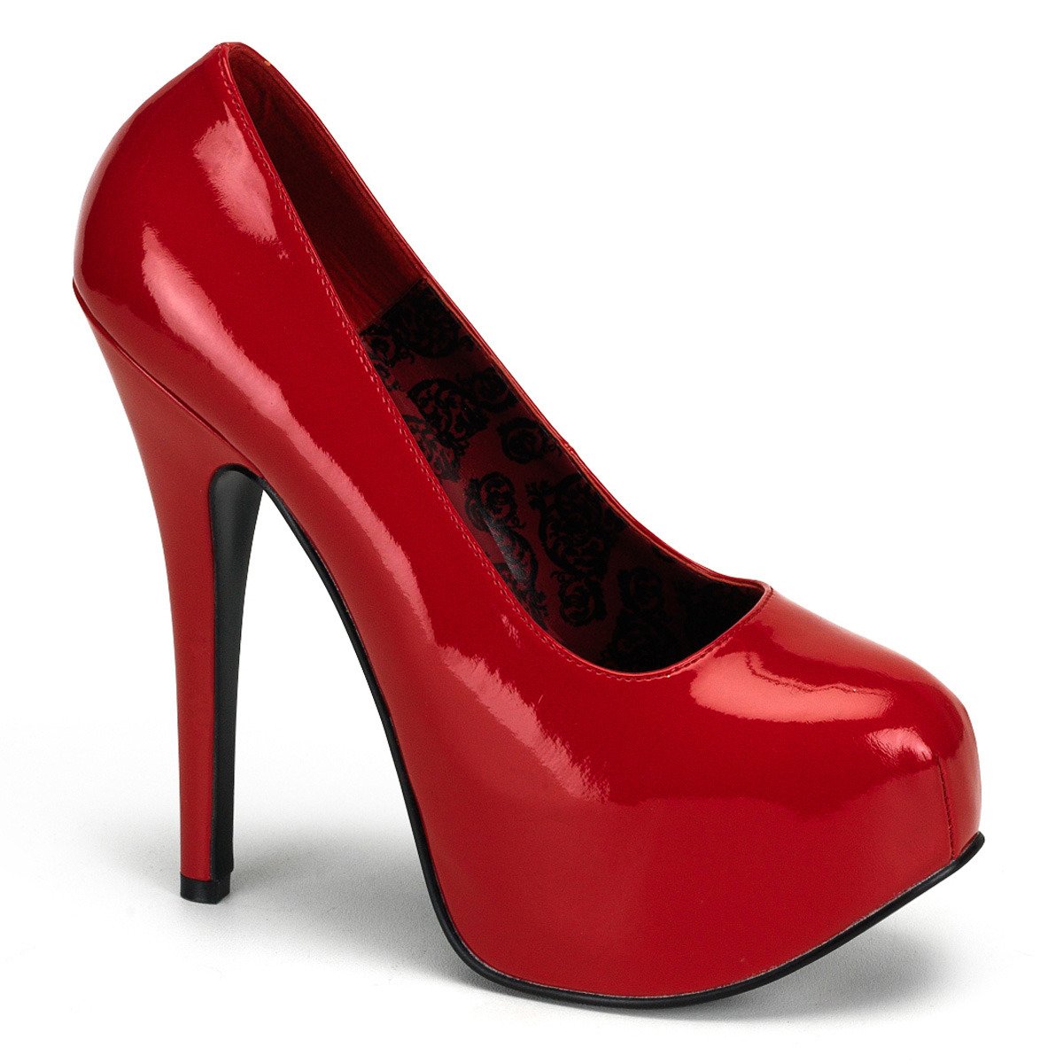 Pleaser Pink Label Teeze-06W R - Błyszczące czerwone czółenka na platformie z wysokimi obcasami