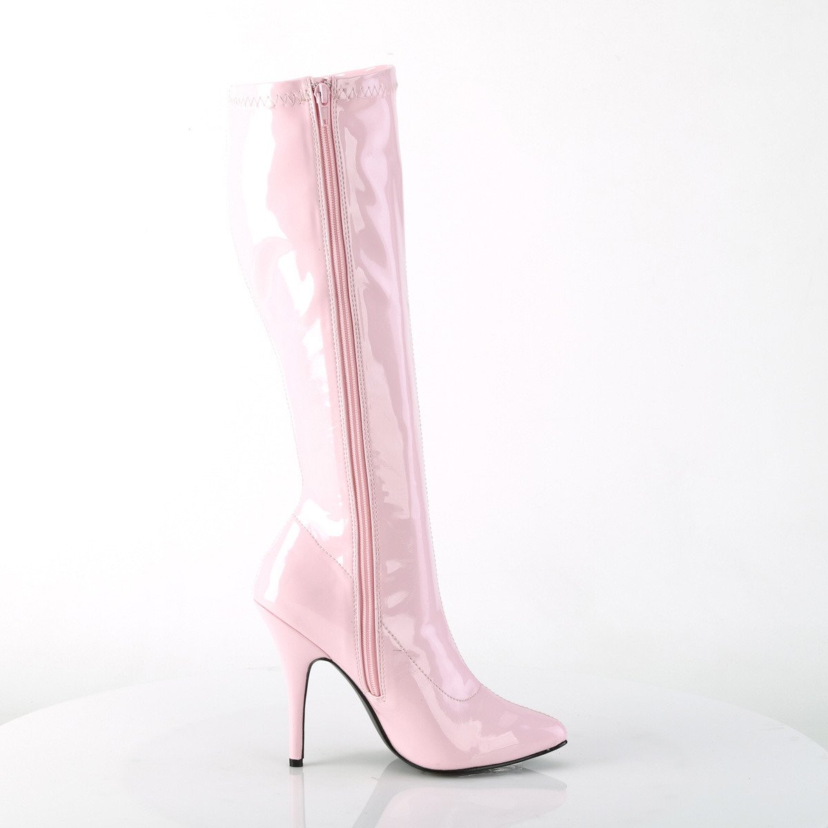 Pleaser Seduce-2000 BP - Błyszczące różowe kozaki na wysokim obcasie
