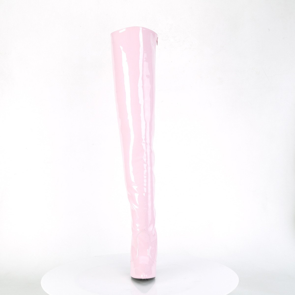 Pleaser Seduce-3010 BP - Błyszczące różowe kozaki za kolano na wysokim obcasie