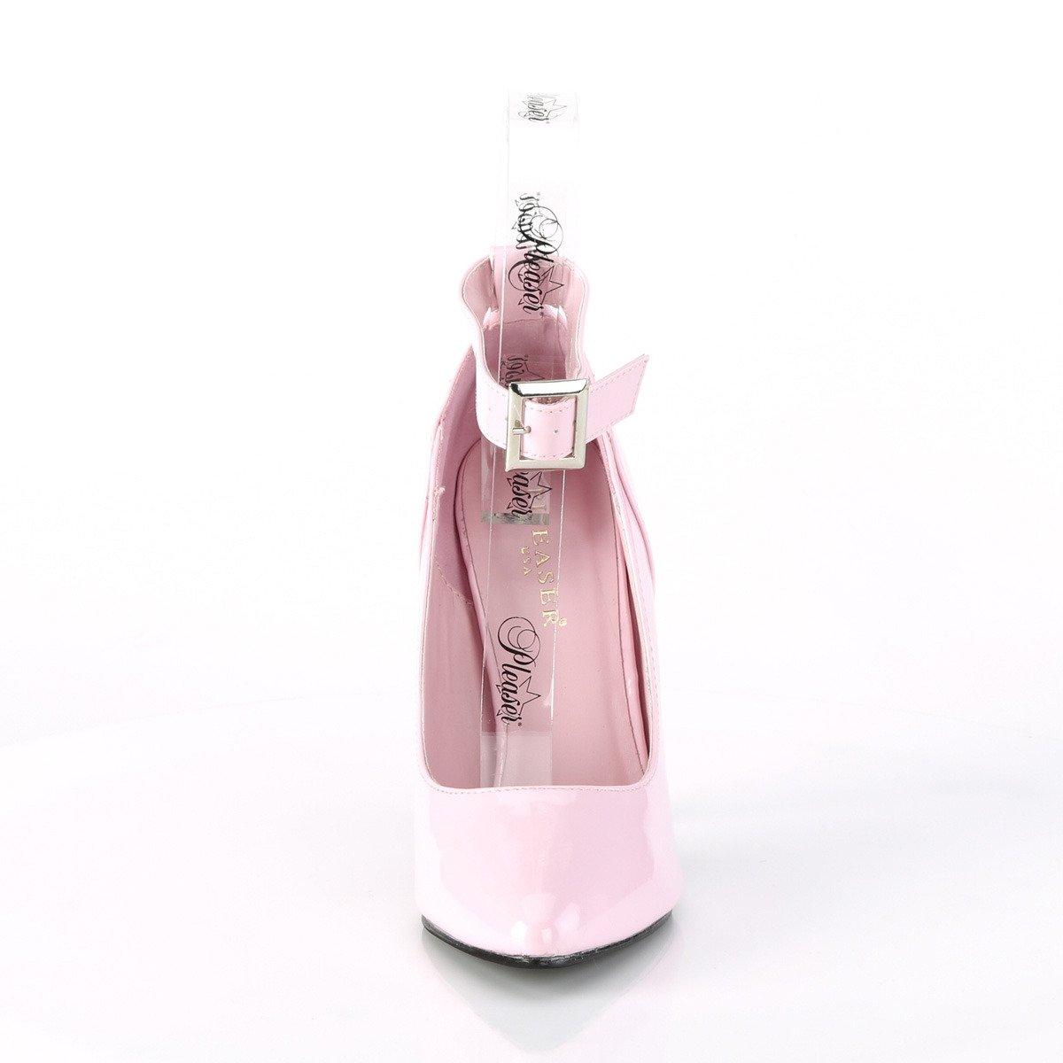 Pleaser Seduce-431 BP - Błyszczące różowe czółenka z paskami na wysokim obcasie