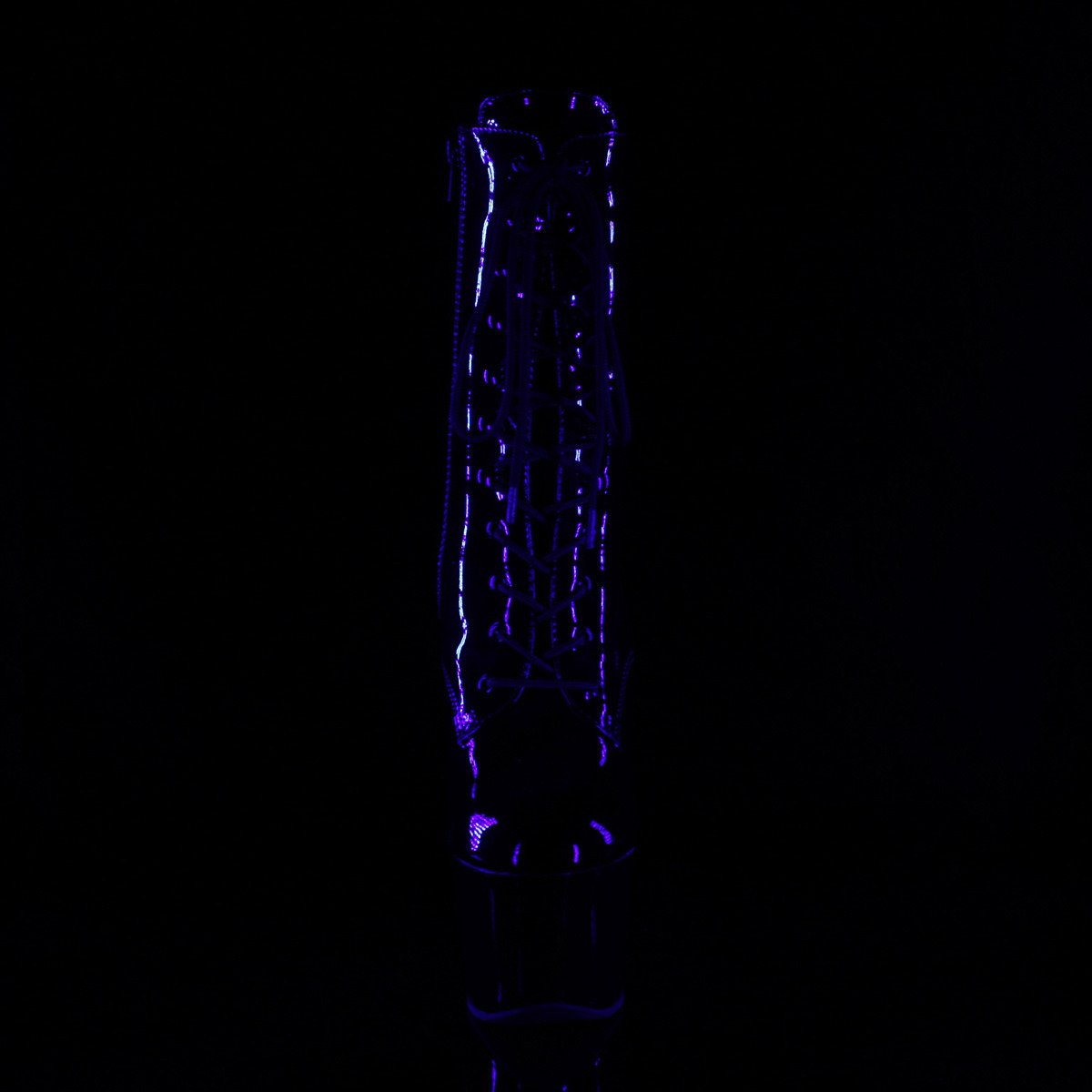 Pleaser Sky-1020TT B/B-NHP - Błyszczące czarne buty za kostkę na wysokiej platformie