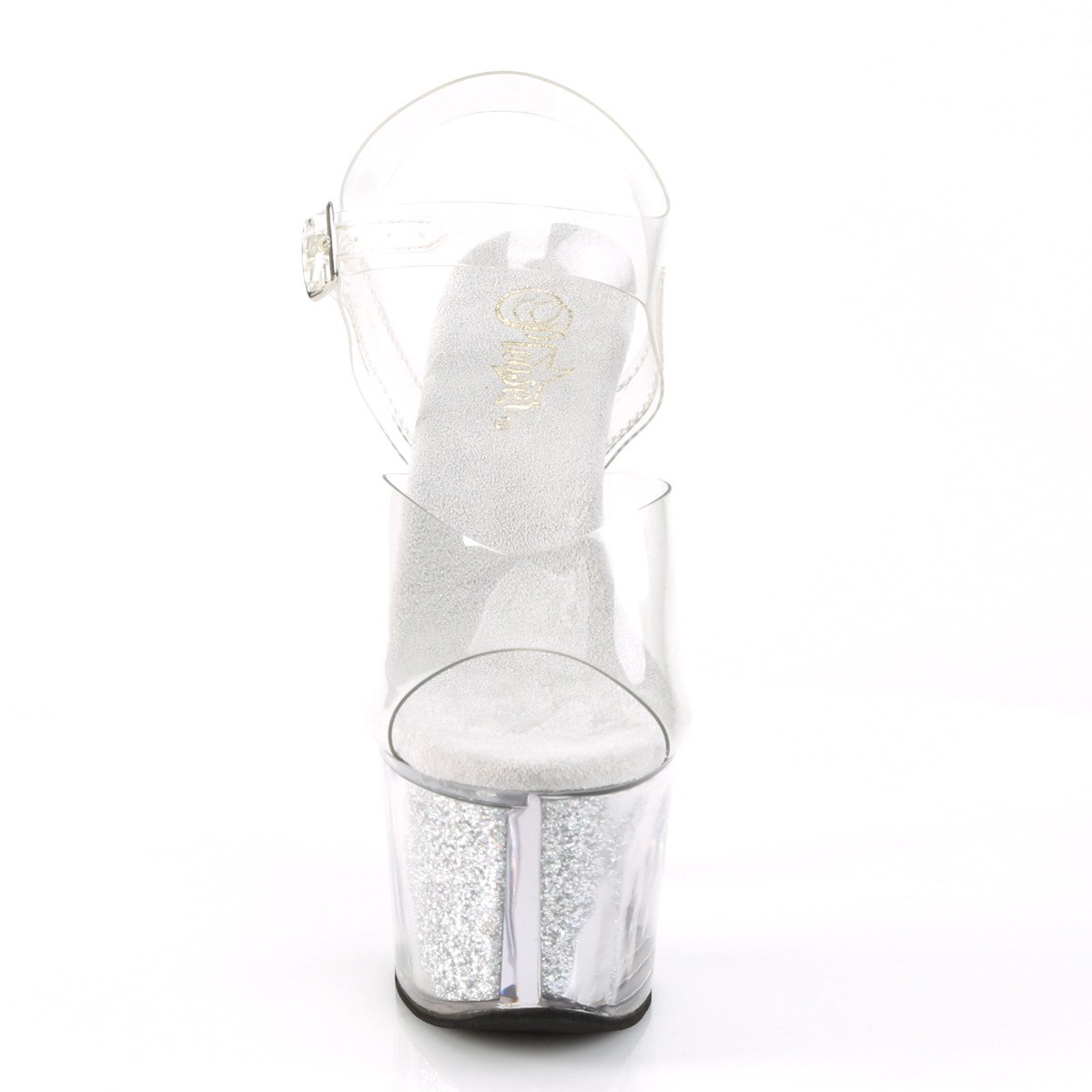 Pleaser Sky-308G-T C/SGI - Przezroczyste sandały na wysokiej platformie