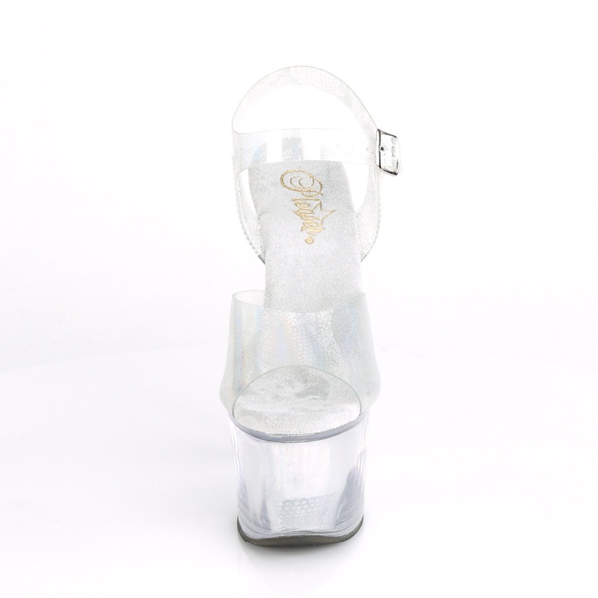 Pleaser Sky-308N SHGTPU/M - Srebrne sandały na wysokiej platformie