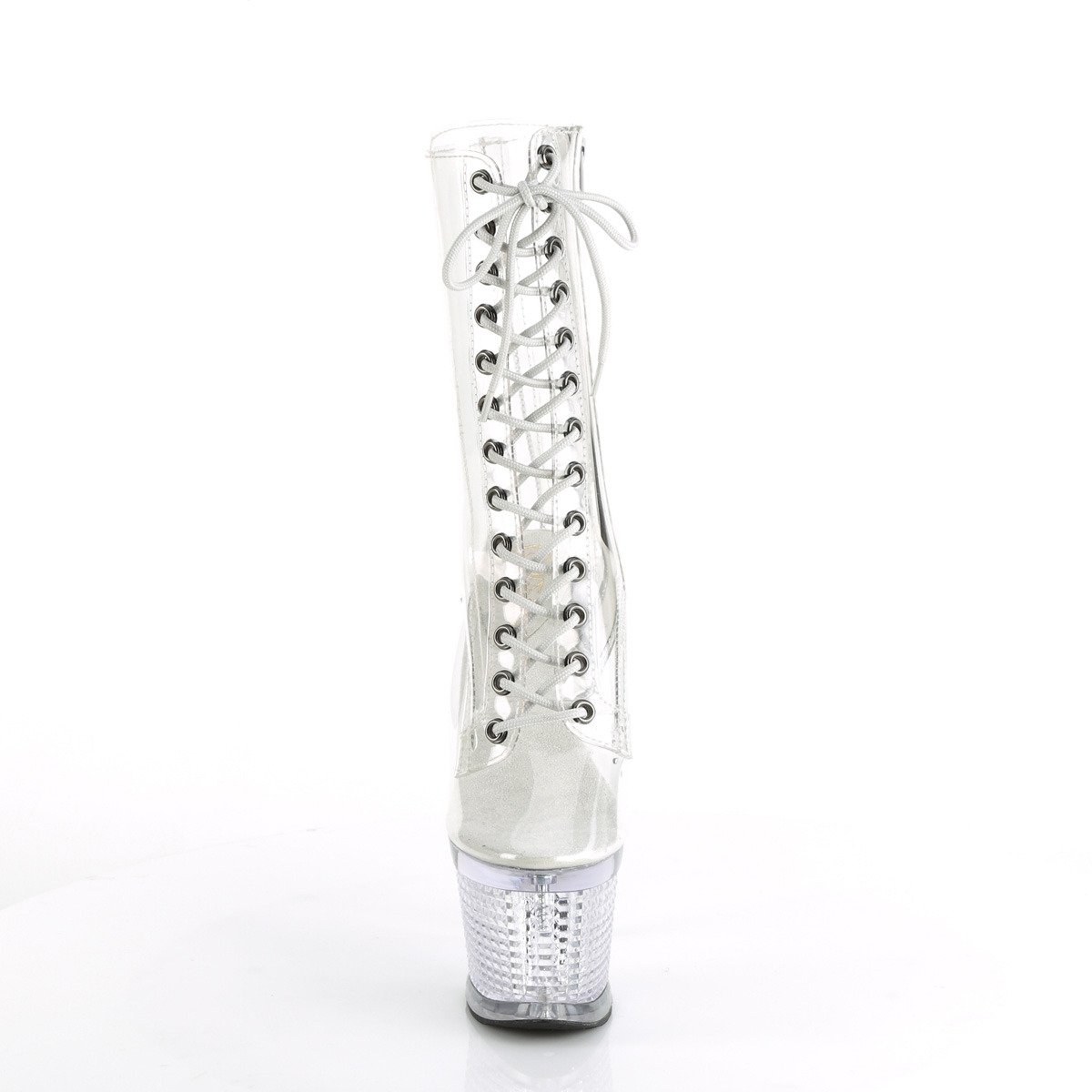 Pleaser Spectator-1040C C/M - Przezroczyste buty za kostkę na wysokiej platformie
