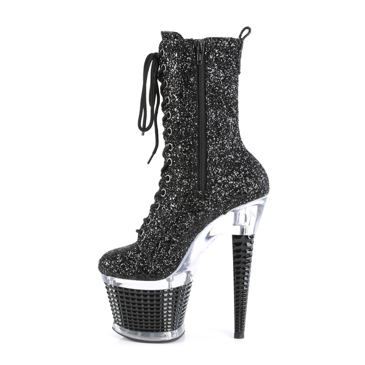 Pleaser Spectator-1040G BG/C-B - Czarne buty za kostkę na wysokiej platformie