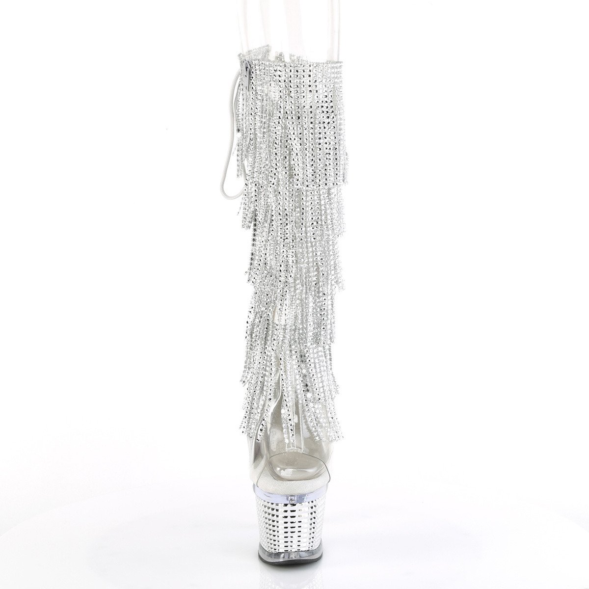 Pleaser Spectator-2017RSF C-S/CSCH - Przezroczyste botki z odkrytymi palcami na wysokiej platformie