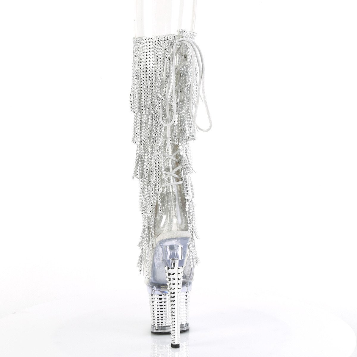 Pleaser Spectator-2017RSF C-S/CSCH - Przezroczyste botki z odkrytymi palcami na wysokiej platformie