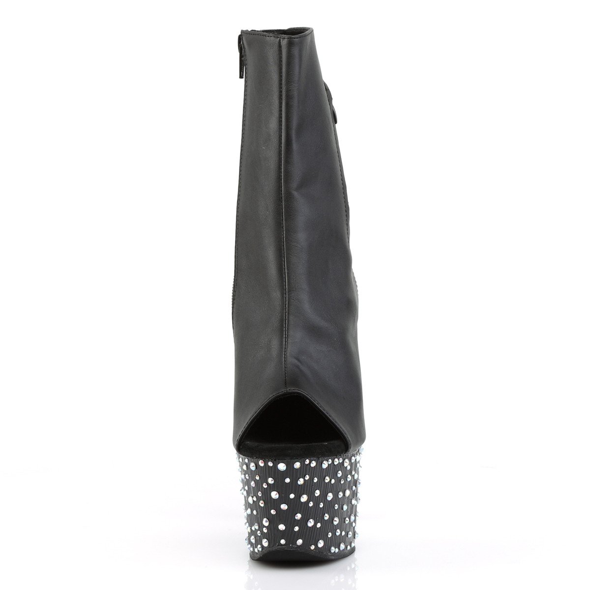 Pleaser Stardance-1018-7 BPU/M - Czarne botki z odkrytymi palcami na wysokiej platformie
