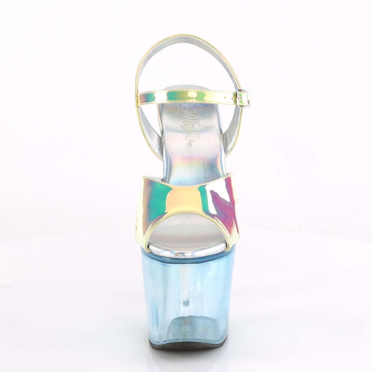 Pleaser Unicorn-711T GRNTPU/BB - Zielone sandały na wysokiej platformie