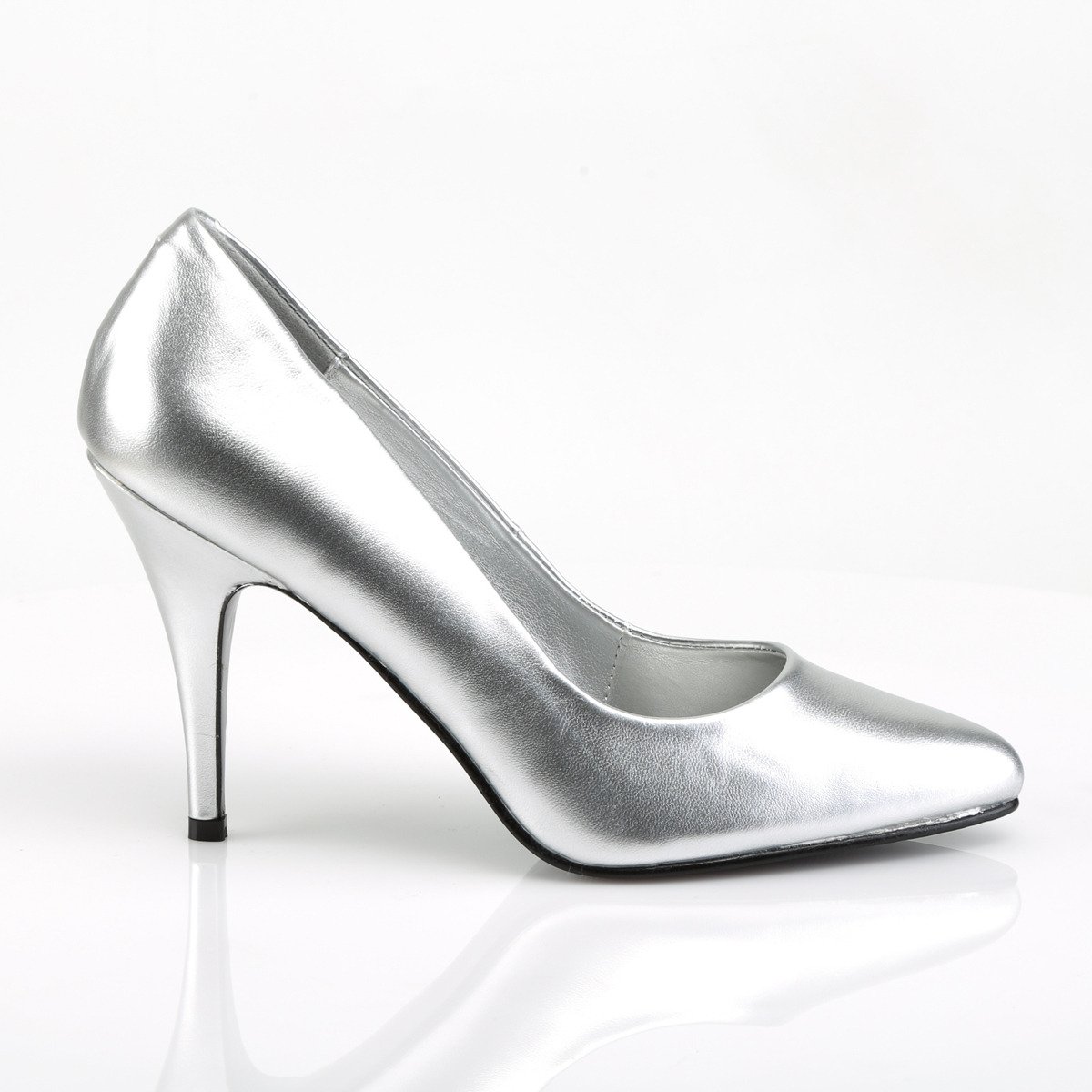 Pleaser Vanity-420 S/PU - Srebrne czółenka na wysokim obcasie