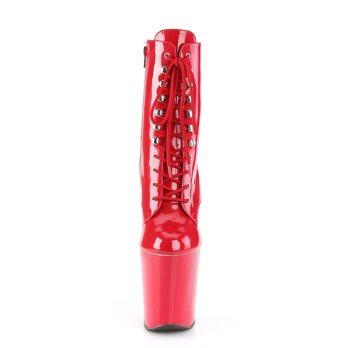 Pleaser Xtreme-1020 R/M - Błyszczące czerwone buty za kostkę na wysokiej platformie