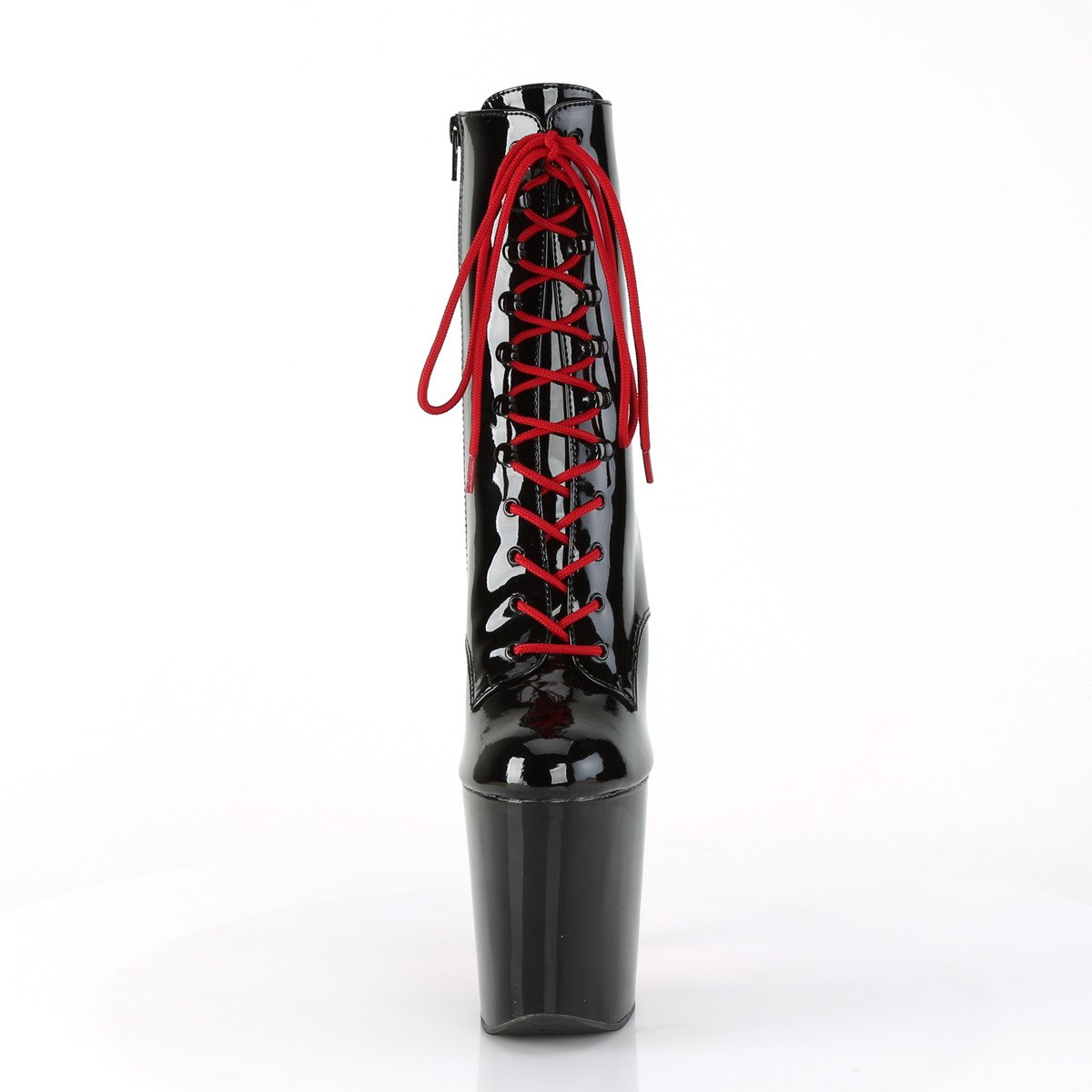 Pleaser Xtreme-1020TT B/B-RCH - Błyszczące czarne buty za kostkę na wysokiej platformie