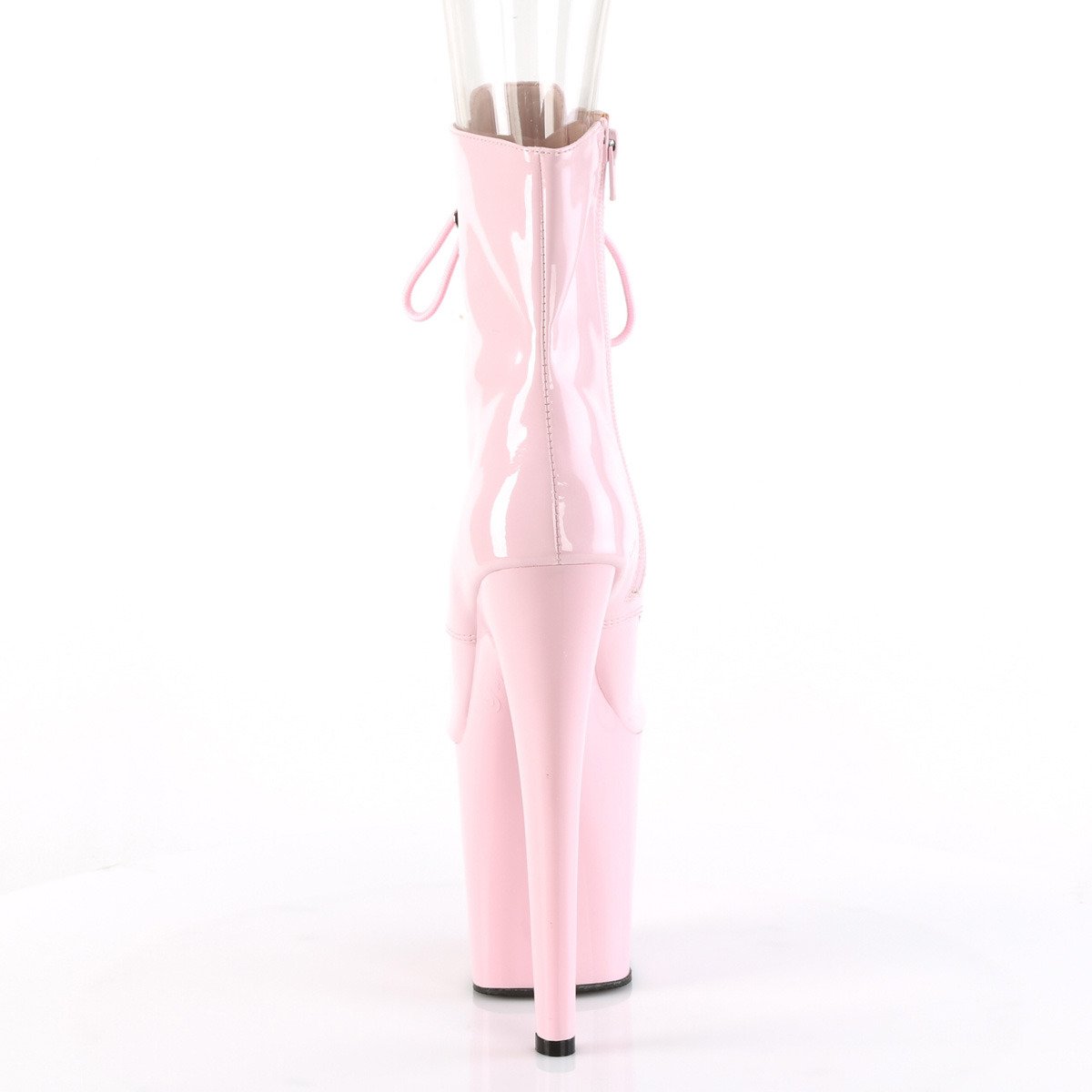 Pleaser Xtreme-1021 BP/M - Błyszczące różowe botki z odkrytymi palcami na wysokiej platformie