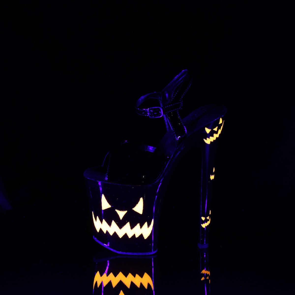 Pleaser Xtreme-809JOL B/B-NOG - Błyszczące czarne sandały na wysokiej platformie