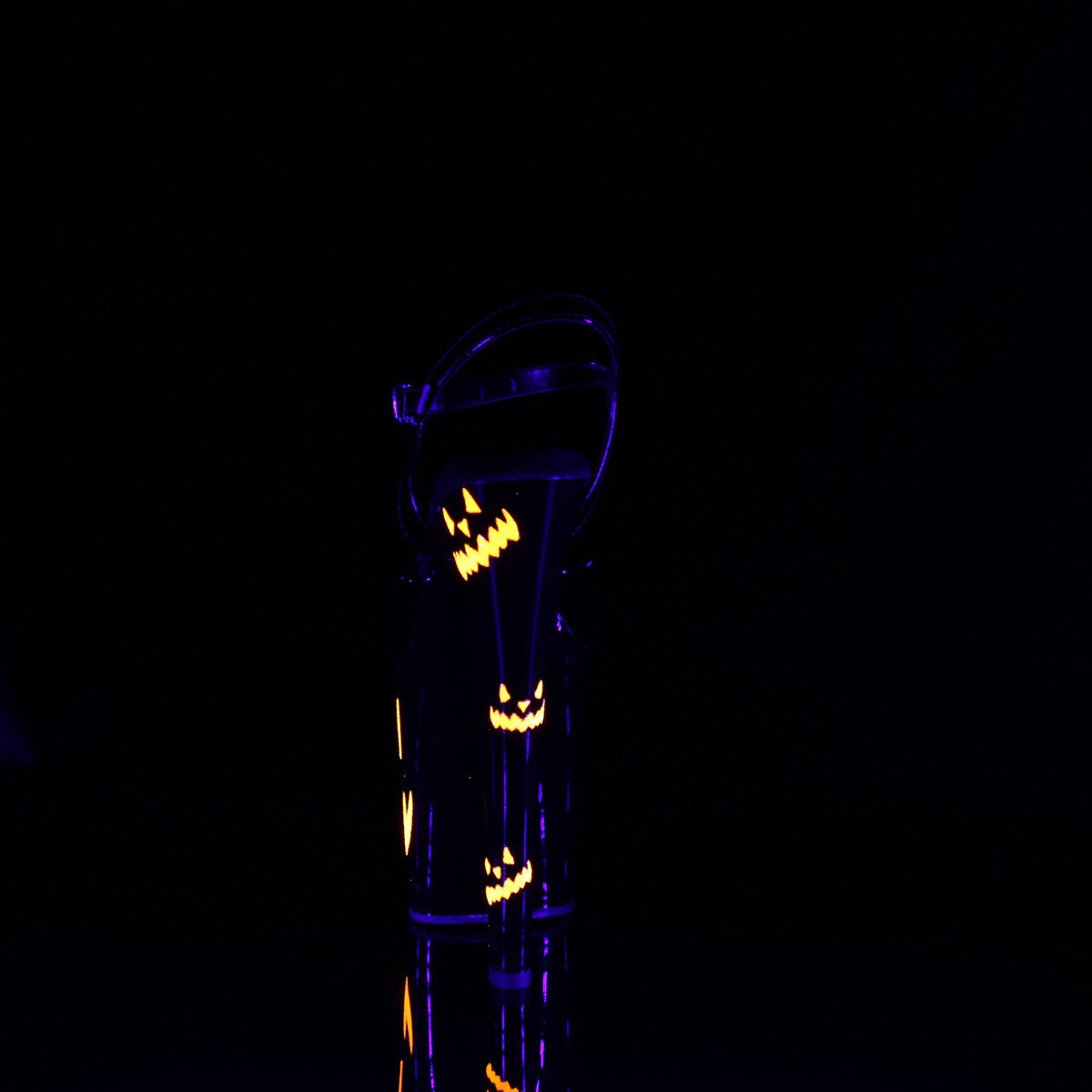 Pleaser Xtreme-809JOL B/B-NOG - Błyszczące czarne sandały na wysokiej platformie