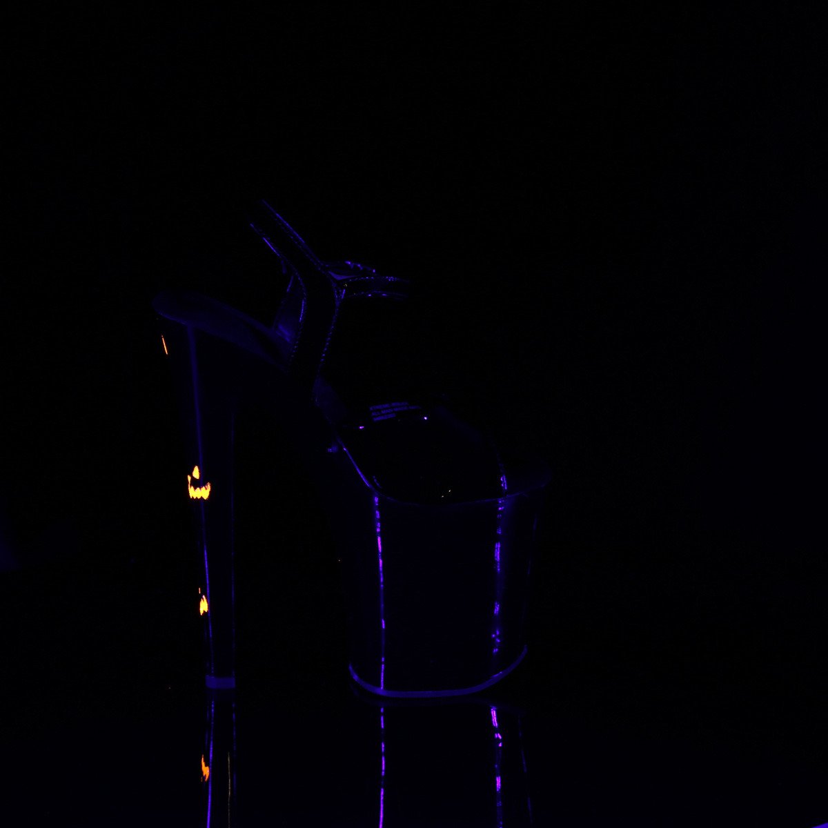 Pleaser Xtreme-809JOL B/B-NOG - Błyszczące czarne sandały na wysokiej platformie