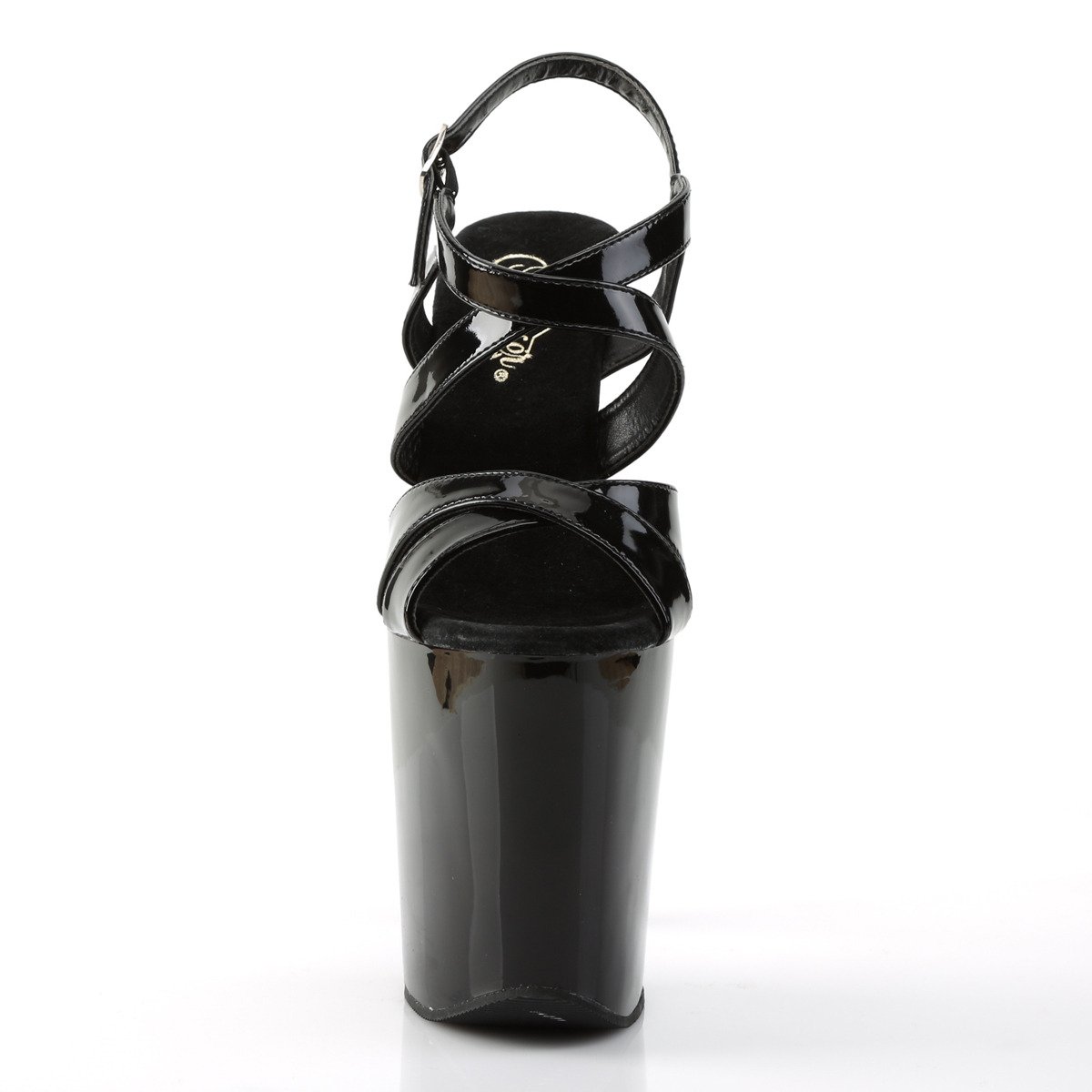 Pleaser Xtreme-872 B/M - Błyszczące czarne sandały na wysokiej platformie