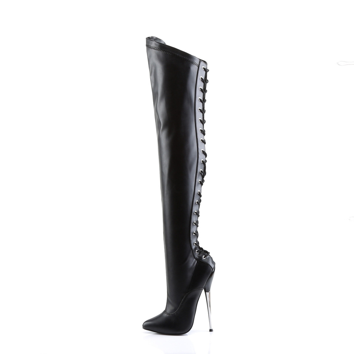 Devious Dagger-3060 B/PU - Czarne kozaki za kolano na wysokim obcasie