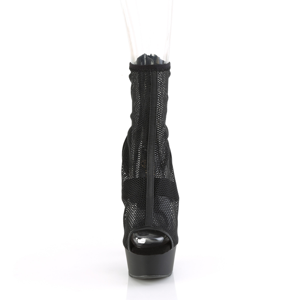 Pleaser Delight-1006 BPU/M - Czarne kozaki na lato na platformie z wysokimi obcasami