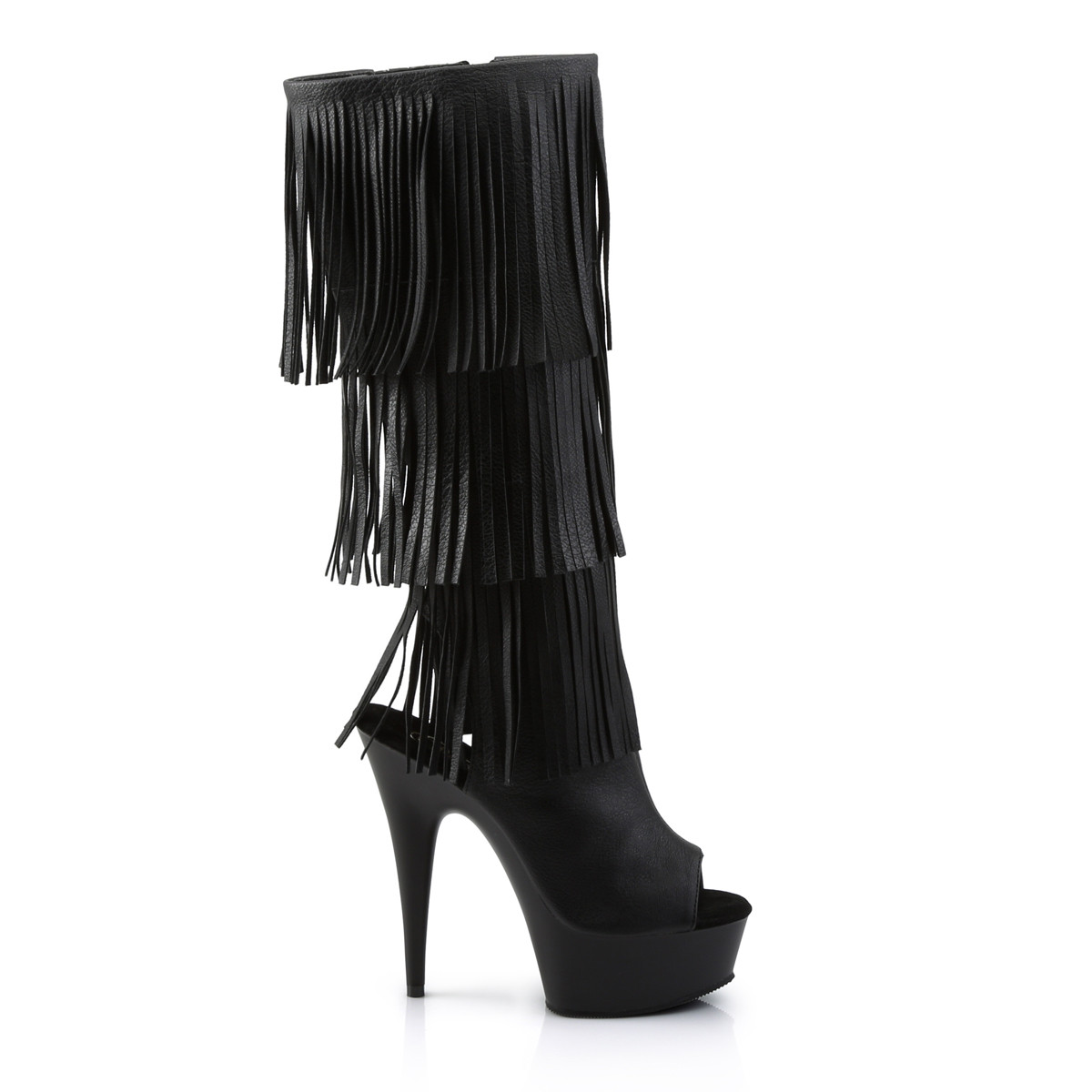 Pleaser Delight-2019-3 BPU/M - Czarne botki z odkrytymi palcami na platformie z wysokimi obcasami