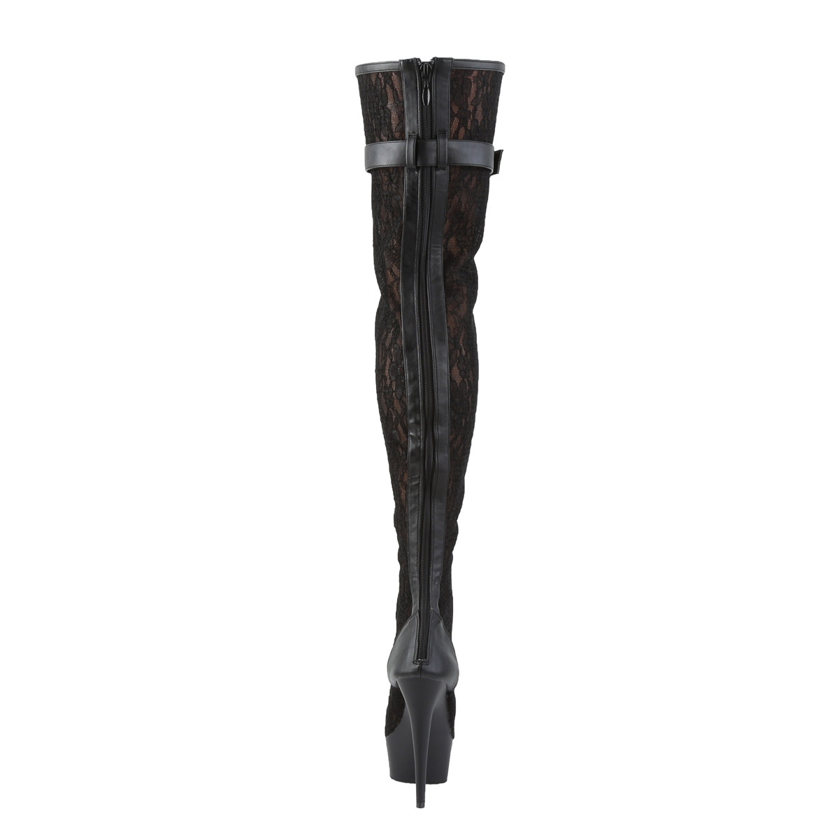 Pleaser Delight-3025ML BPU/M - Czarne botki z odkrytymi palcami na platformie z wysokimi obcasami