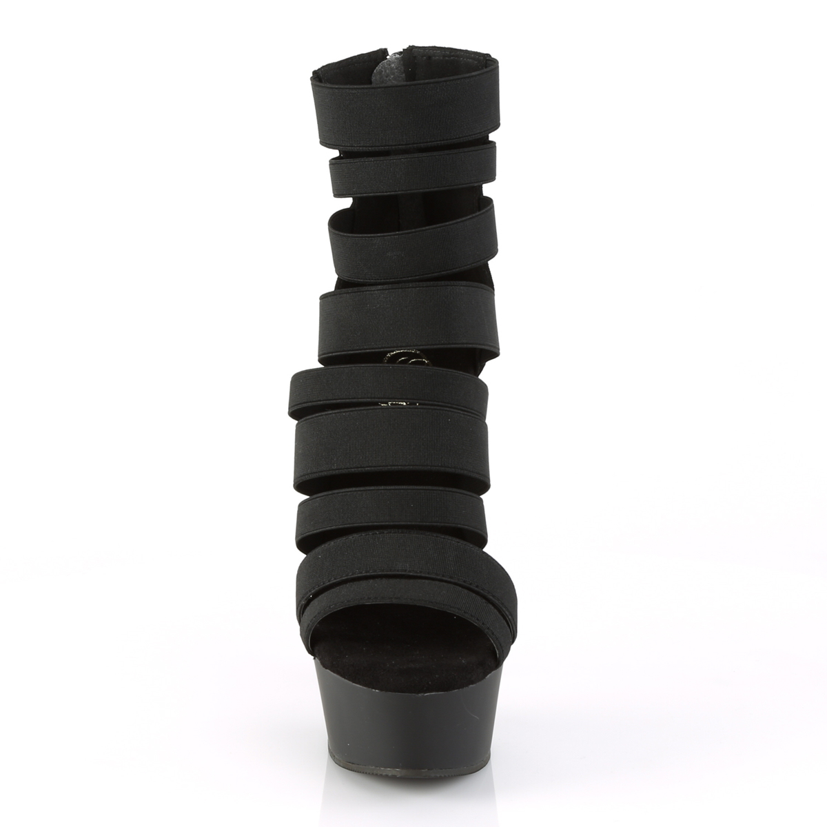 Pleaser Delight-600-17 BELS/M - Czarne sandały gladiatorki na platformie z wysokimi obcasami