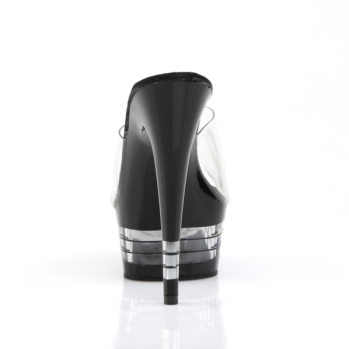 Pleaser Delight-601LN C/B - Przezroczyste klapki na platformie z wysokimi obcasami