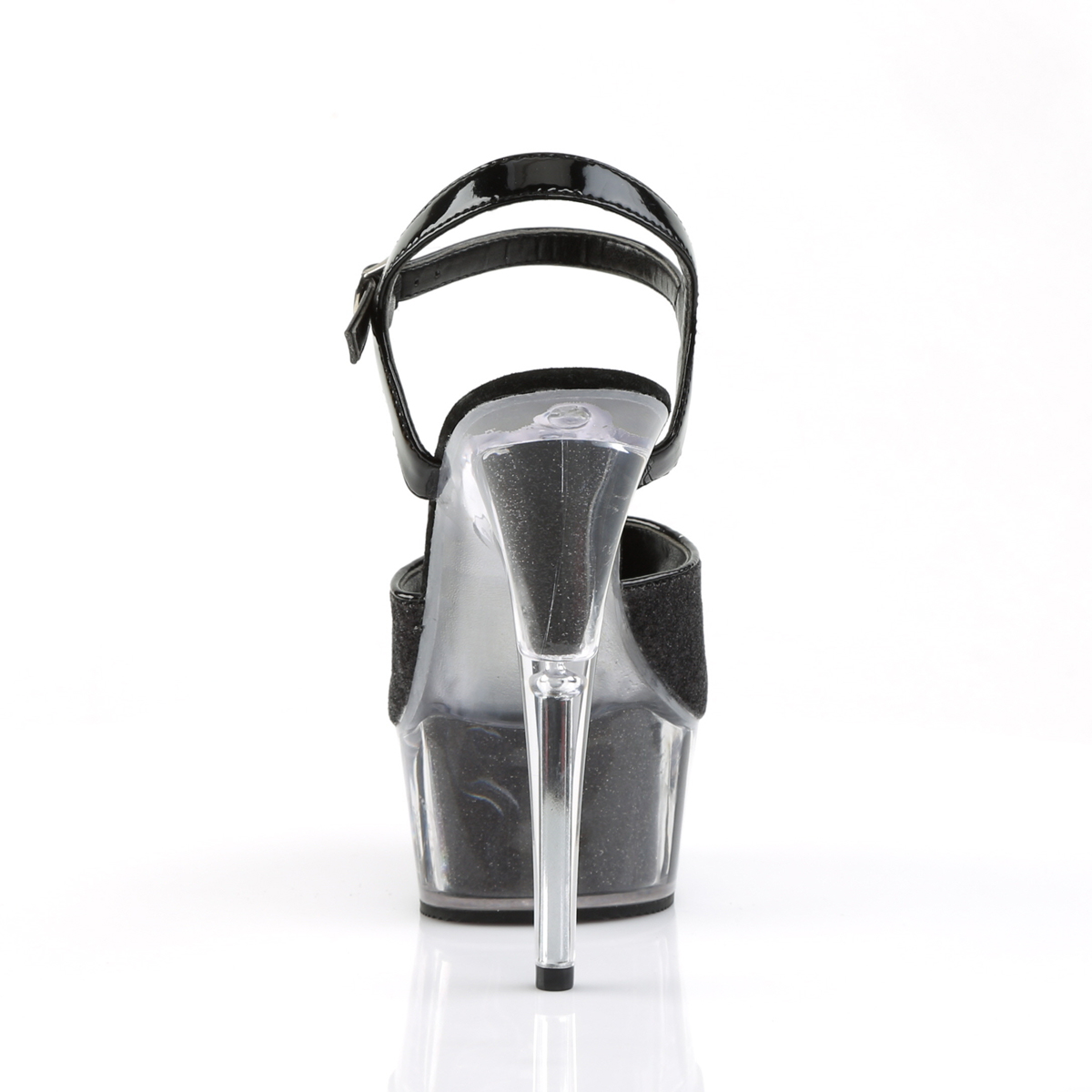 Pleaser Delight-609-5G B/M - Czarne sandały z platformą na platformie z wysokimi obcasami