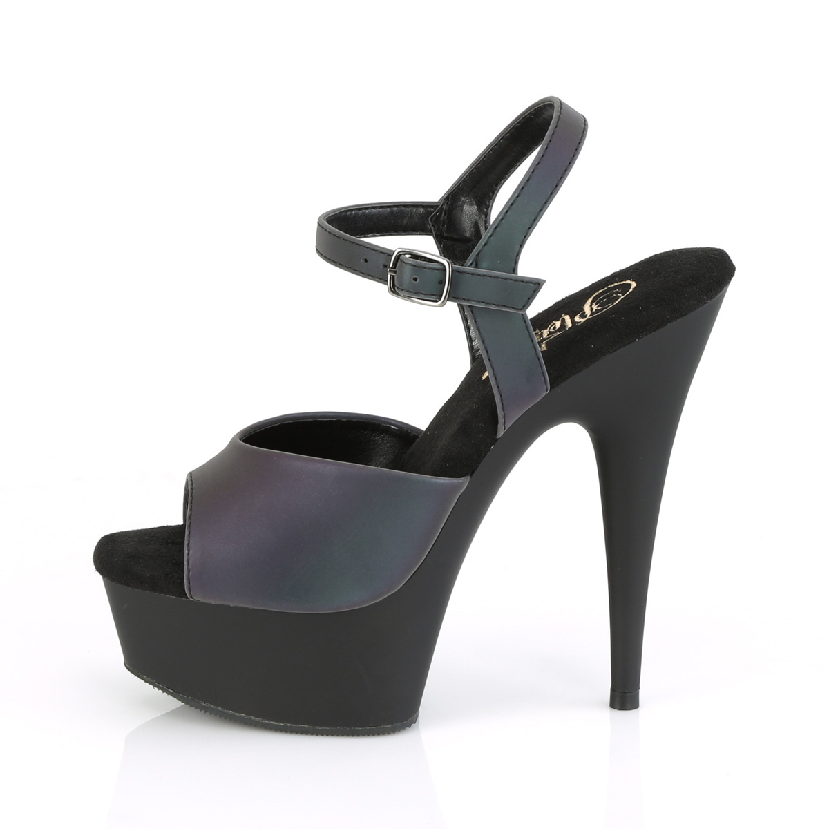 Pleaser Delight-609REFL GNREFL/B - Niebieskie sandały z platformą na platformie z wysokimi obcasami