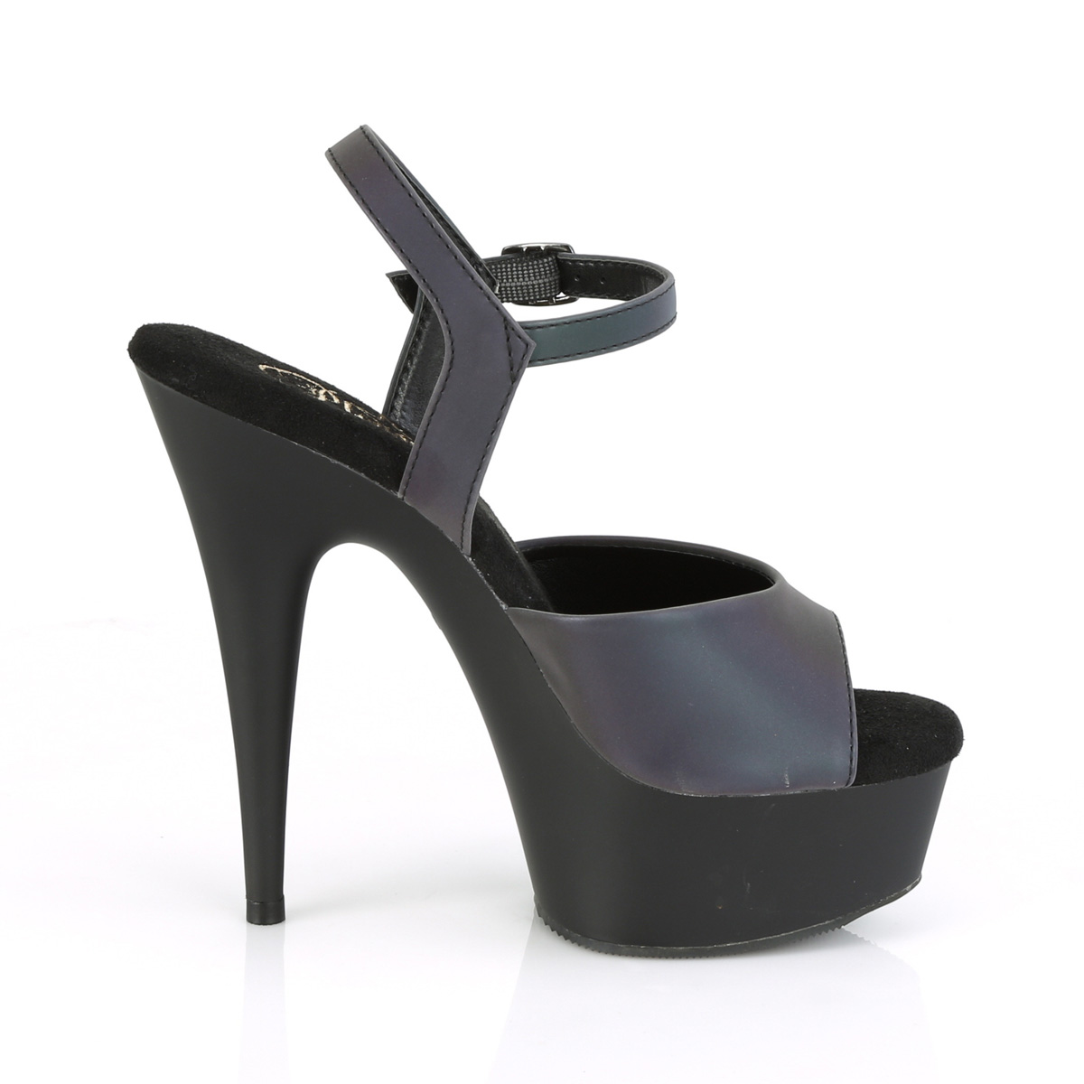 Pleaser Delight-609REFL GNREFL/B - Niebieskie sandały z platformą na platformie z wysokimi obcasami