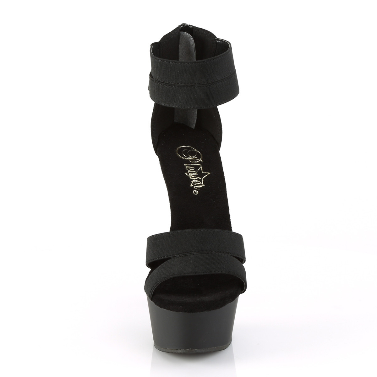 Pleaser Delight-623 BELS-MF/M - Czarne buty z paskiem nad kostką na platformie z wysokimi obcasami