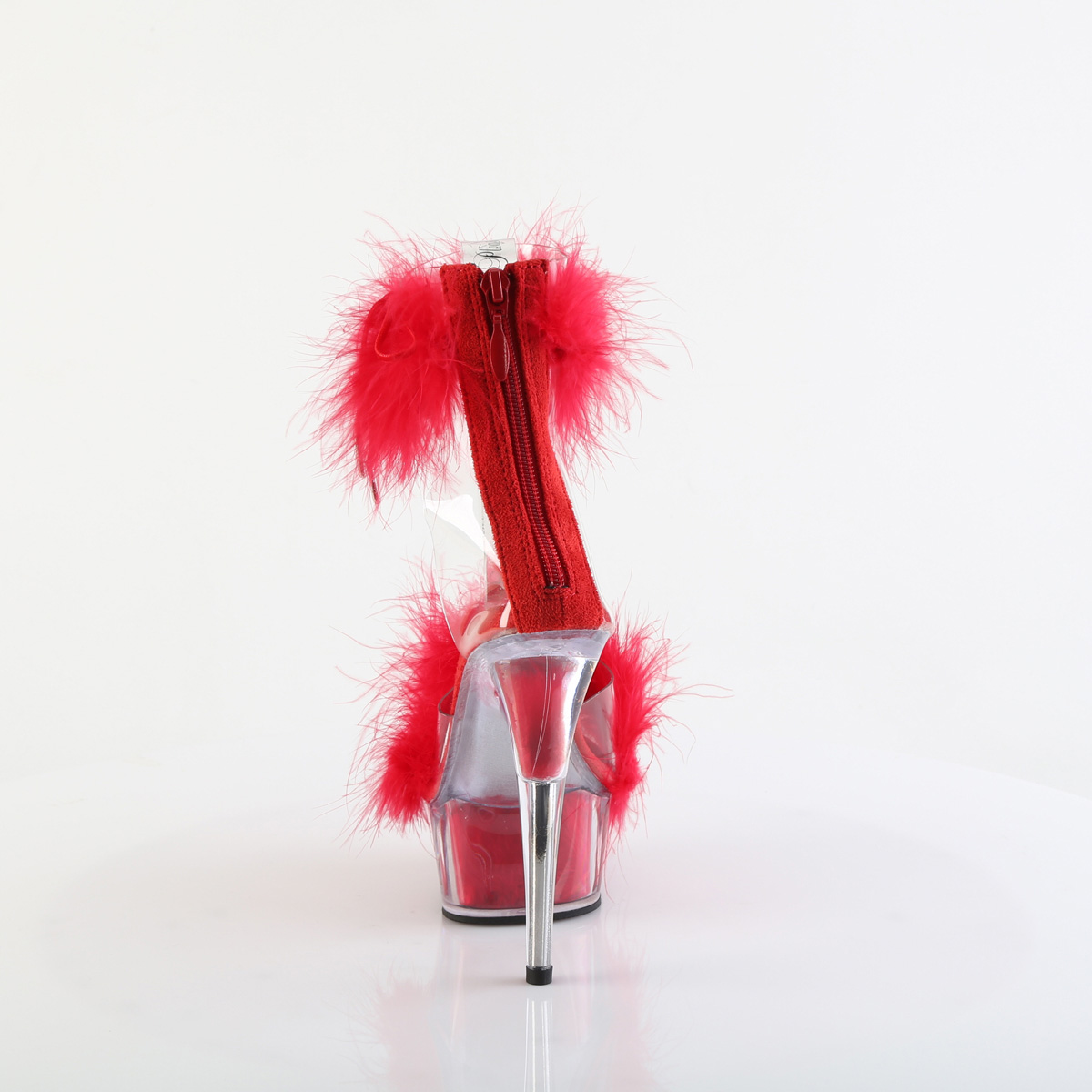 Pleaser Delight-624F C-RFUR/M - Przezroczyste buty z paskiem nad kostką na platformie z wysokimi obcasami