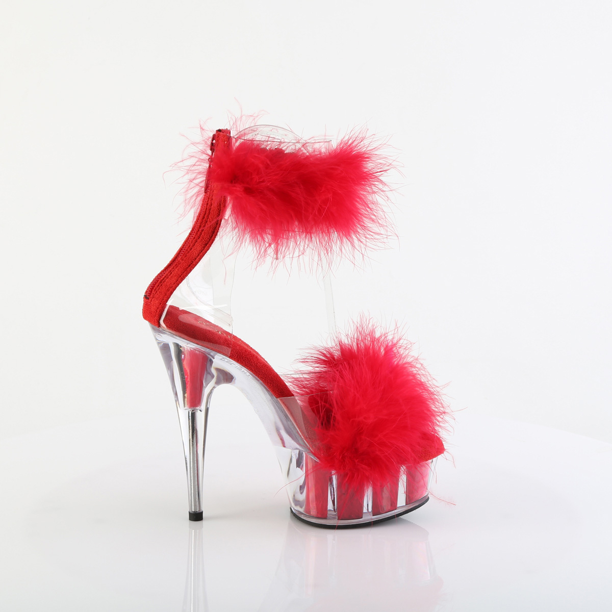 Pleaser Delight-624F C-RFUR/M - Przezroczyste buty z paskiem nad kostką na platformie z wysokimi obcasami
