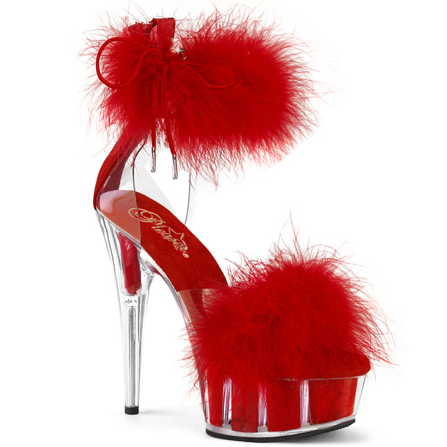Pleaser Delight-624F C-RFUR/M - Przezroczyste buty z paskiem nad kostką na platformie z wysokimi obcasami